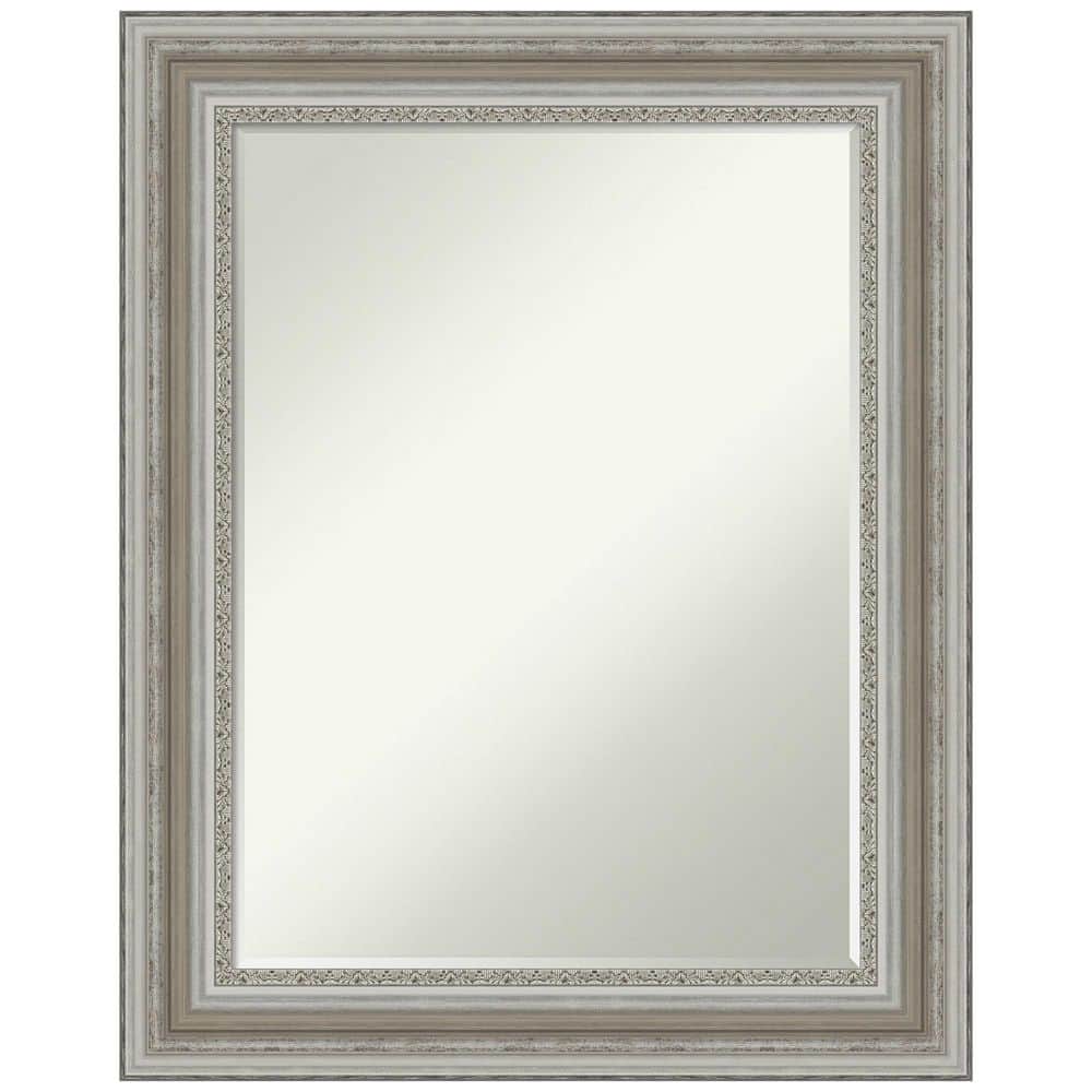 Amanti Art Parlor Silver 23.5 in. x 29.5 in. Petite Bevel Classic Rectangle Framed  Wall Mirror in Silver A38867235929 The Home Depot