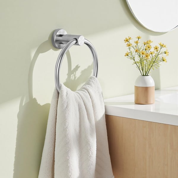 Bathroom Towel Ring Wall Mounted in Brushed Nickel