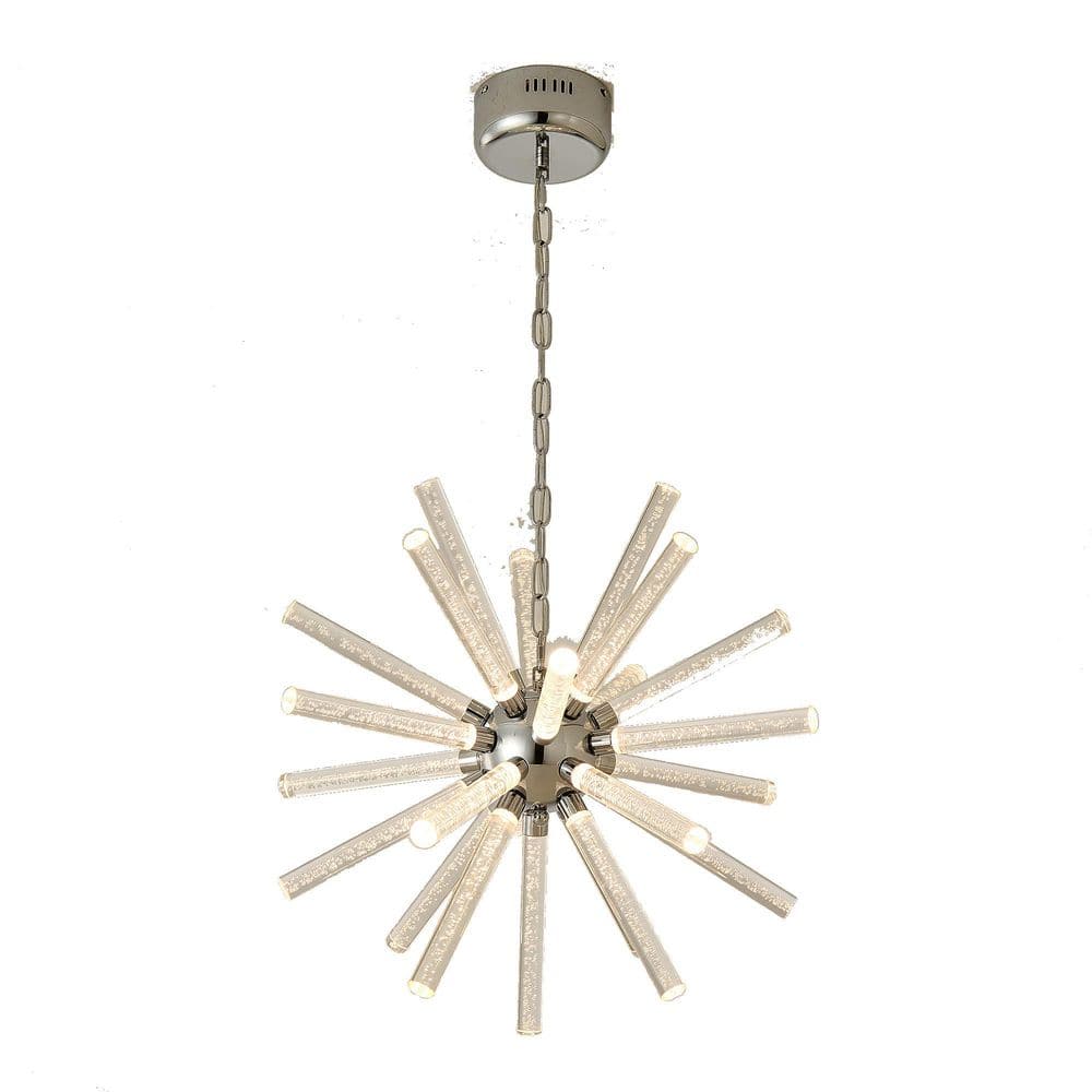 23 in. 24 Lights Nickel Linear Pendant LED Chandelier for Farmhouse Hanging Light for Bedroom,Living Room,Kitchen Island price history on PriceWatchPro