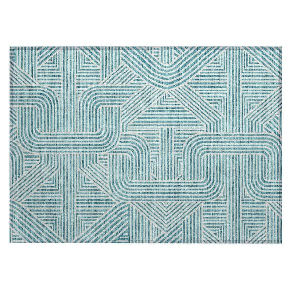 Addison Rugs Chantille Machine Washable Indoor/Outdoor Abstract ACN917 Teal 1 ft. 8 in. x 2 ft. 6 in. Area Rug