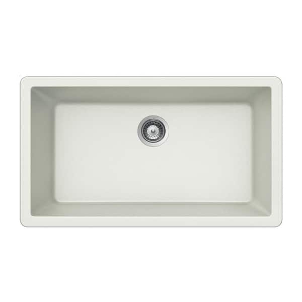 HOUZER Quartztone Undermount Granite Composite 33 in. Single Basin Kitchen Sink in Cloud