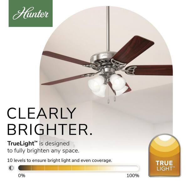 Hunter - Studio Series 52 in. Indoor Brushed Nickel Ceiling Fan with Light Kit