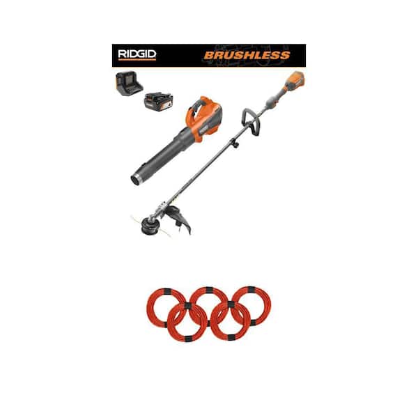 18V Brushless 14 in. Cordless String Trimmer and Leaf Blower Kit with 4.0 Ah Battery and 0.095 in. Trimmer Line (5-Pack)