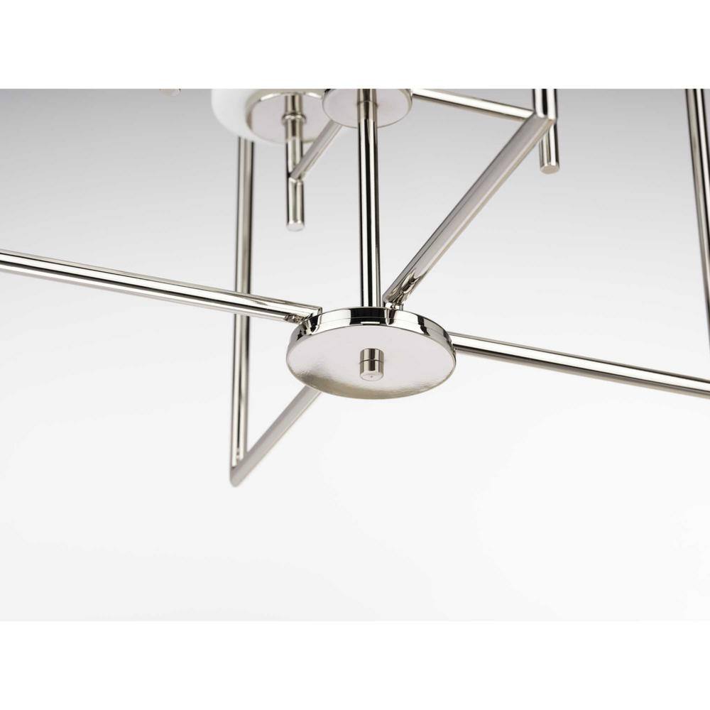 Elegant Replay 4-Light Foyer Pendant in Polished Nickel with Etched Glass
