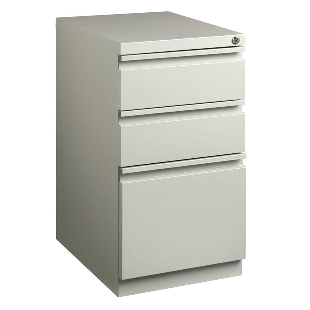 Light Gray Steel 3-Drawer Mobile Pedestal File Cabinet