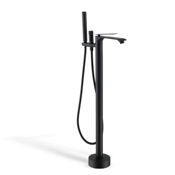 Unbranded Single-Handle Freestanding Tub Faucet with Oval Hand Shower in Matte Black