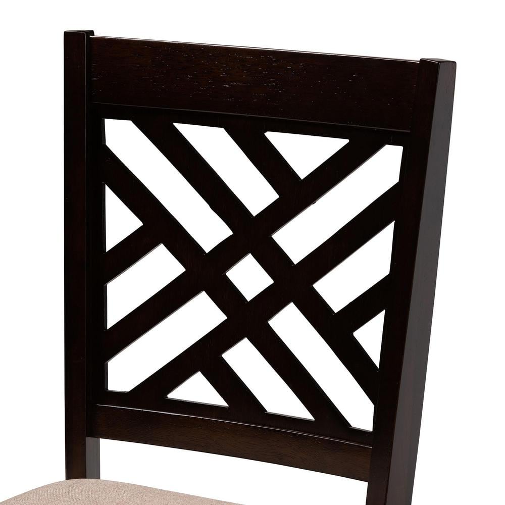 Norah Sand Fabric and Dark Brown Wood 5-Piece Dining Set