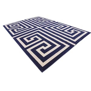 Athens Greek Key Navy Blue 9' 0 x 12' 0 Area Rug