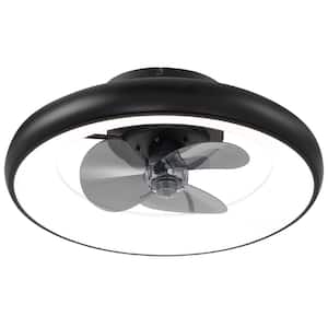 20 in. Indoor LED Bladeless Caged Ceiling Fan with Lights, Dimmable Low Profile Ceiling Fan with App Control-Black