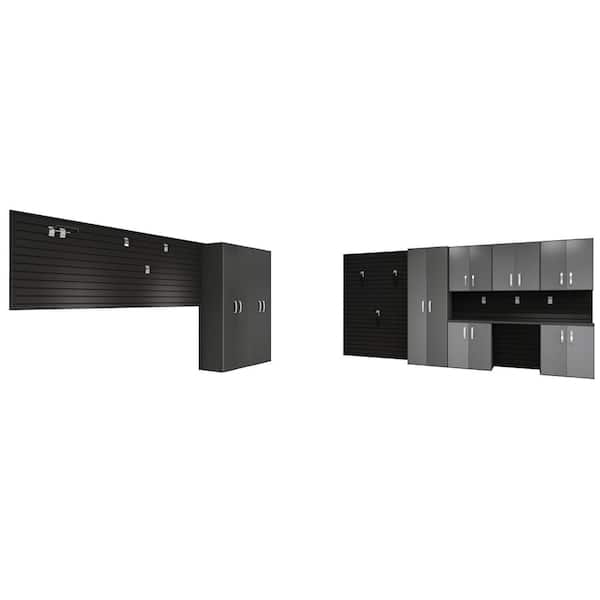 Flow Wall 7-Piece Composite Wall Mounted Garage Storage System in Graphite Carbon Fiber (144 in. W x 72 in. H x 16 in. D)