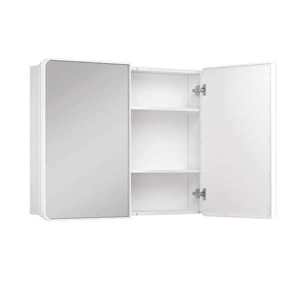 KeonJinn 40 in. W x 32 in. H Rectangular Black Stainless Steels  Framed Recessed/Surface Mount Medicine Cabinet with Mirror