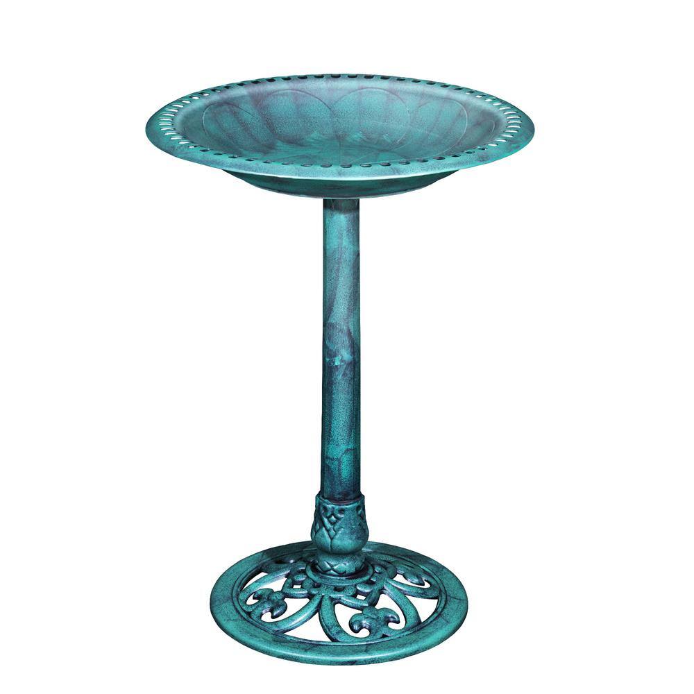 Inner Decor 28 in. Green Polyresin Outdoor Garden Bird Bath, Weather ...