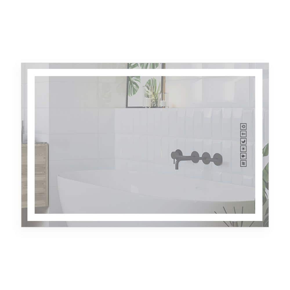 24" x 36" Frameless LED Lighted Rectangular Bathroom Mirror