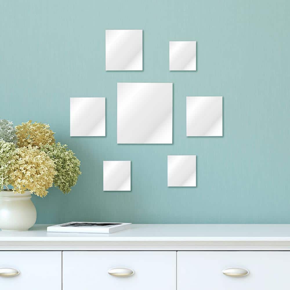 Modern Frameless Square Wall Mirror 7-Piece Set