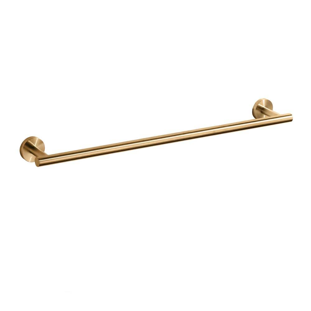 WOWOW 24 in. Stainless Steel Wall Mounted Single Towel Bar in Gold ...