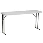 Cosco 96 In. White Plastic Fold-in-Half Folding Banquet Table 14778WSL1X