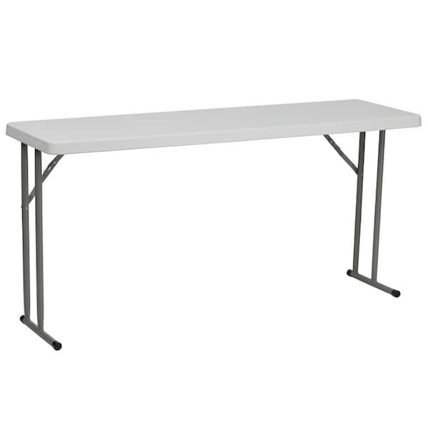 Carnegy Avenue CGA-RB-8941-GR-HD 60 in. Granite White Plastic Tabletop Metal Frame Folding Table - 1