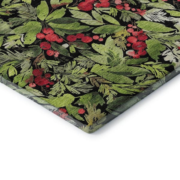 Mayfield Premium Machine Washable Abstract AMF1816 Black 3 ft. x 4 ft. Area Rug