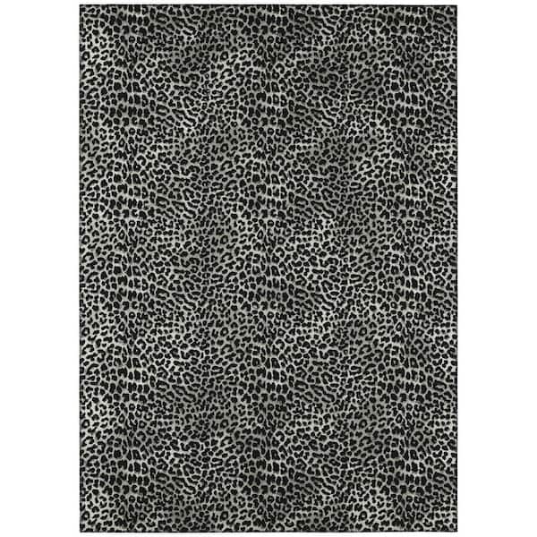Safari Black 9 ft. x 12 ft. Indoor/Outdoor Washable Indoor/Outdoor Washable Rug