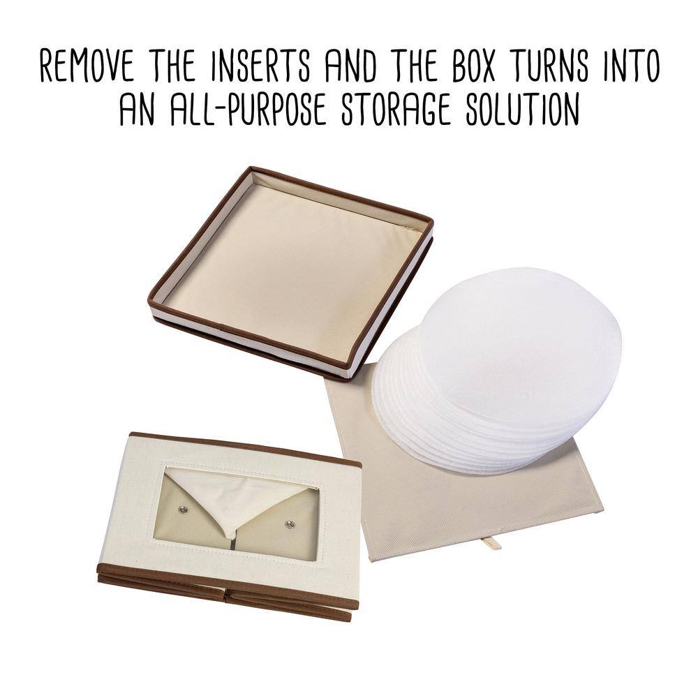 Natural Canvas and Brown Piping Lidded Storage Box