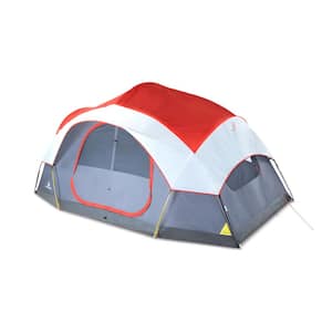 8-Person 3 Season Easy Up Camping Dome Tent with Rainfly and Bag, Red