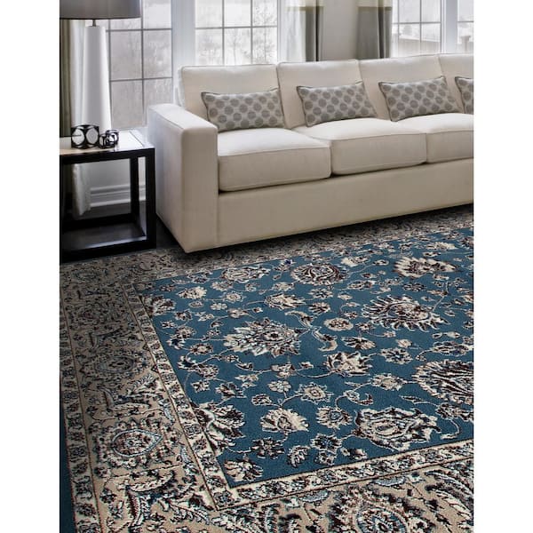 Arabella Accustomed Medium Blue 9 ft. x 12 ft. Area Rug