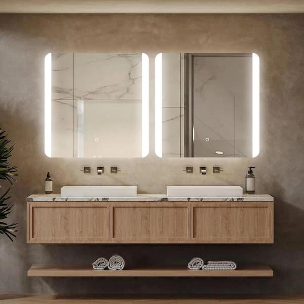 36 in. W x 36 in. H Modern Rectangular Backlit LED Frameless Wall Mirror Bathroom Vanity Mirror
