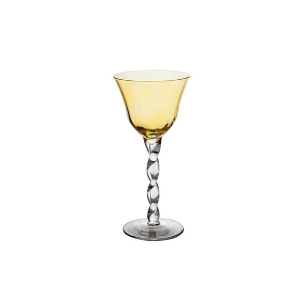 Abigails Adriana Wine Glass, Yellow Top