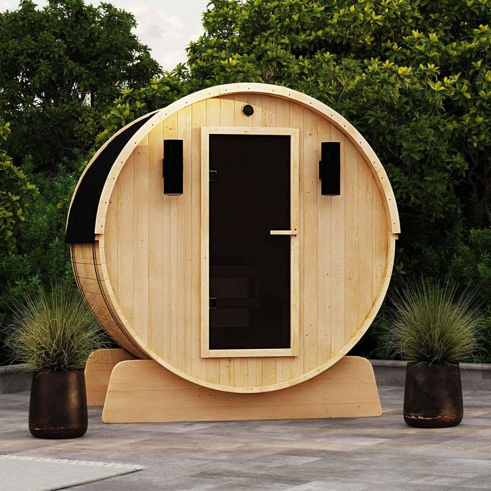 4-Person Outdoor and Indoor White Pine Barrel Wet/Dry Sauna 4.5 kW UL Certified Heater Bitumen Shingle Roofing price history on PriceWatchPro