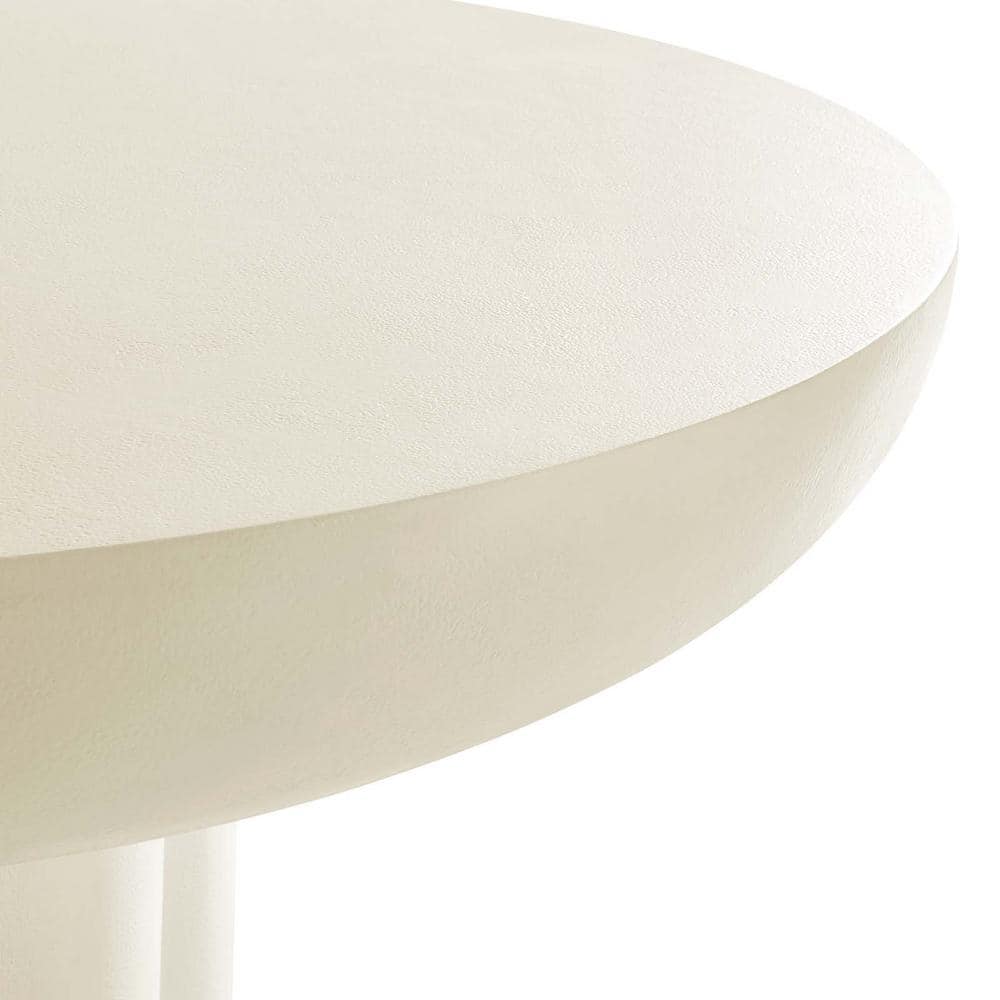 Caspian 40" White Round Concrete Dining Table with Pedestal Base