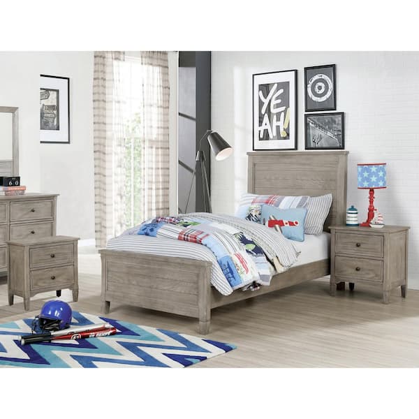 Furniture of America Rampini 3-Piece Wire-Brushed Warm Gray Twin Kid Bedroom Set
