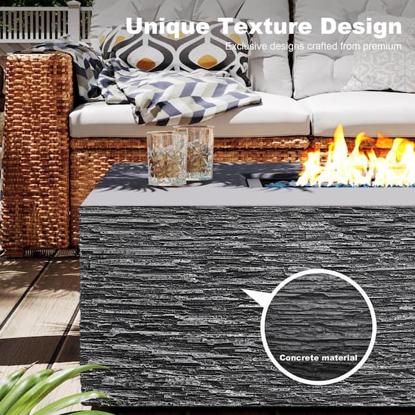 56 in. 50000BTU Outdoor Dark Gray Round Magnesium Oxide Fire Pit Table with Propane Tank Cover