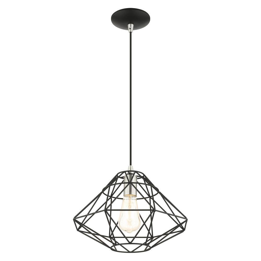 Geometric Black and Nickel Mini LED Pendant Light
