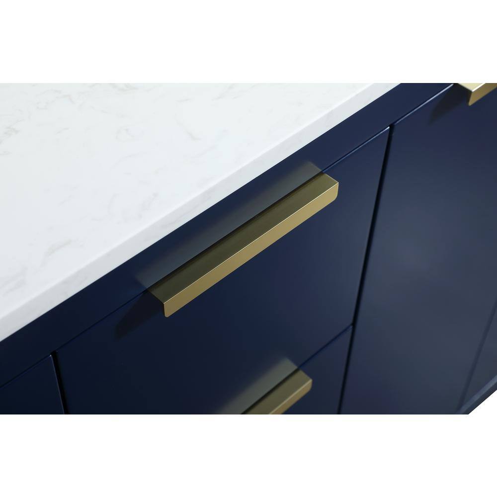 Blake 60" Blue MDF Double Bathroom Vanity with Gold Hardware