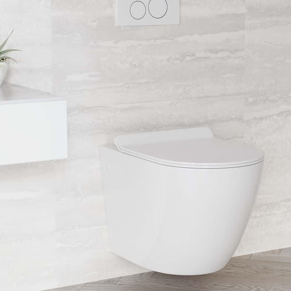 St. Tropez Wall Hung Elongated Toilet Bundle in Glossy White