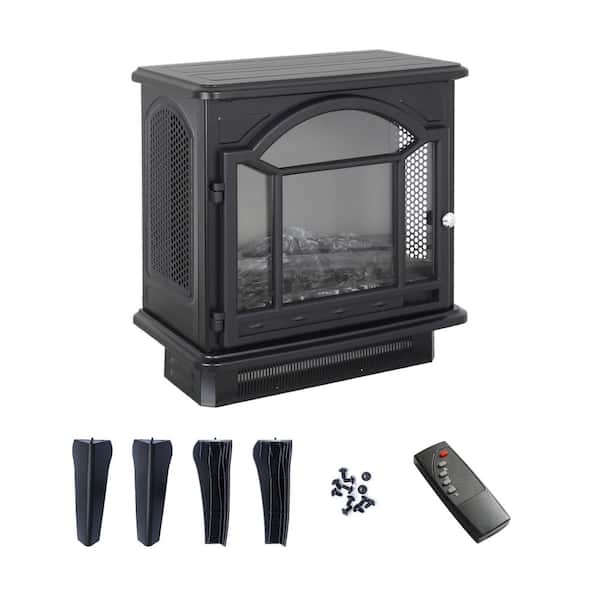 17.52 in. 1500-Watt Black 5000 BTU Freestanding Electric Fireplace Utility Convection Infrared Space Heater with Remote