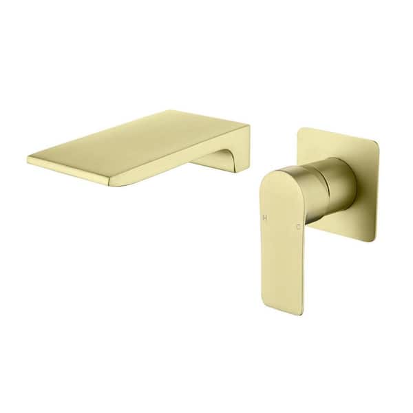 Single-Handle Rectangular Wall Mounted Bathroom Faucet or Bathtub in Gold