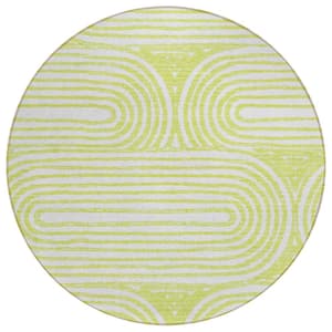 Chantille ACN540 Green 8 ft. x 8 ft. Round Machine Washable Indoor/Outdoor Geometric Area Rug