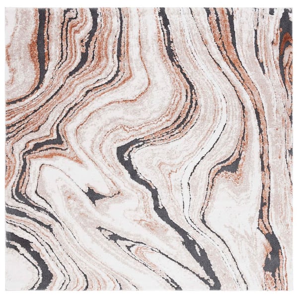 Cyrus Shag 7 ft. x 7 ft. Beige/Rust Layered Granite Square Area Rug