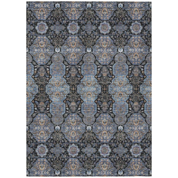 Chantille Machine Washable Indoor/Outdoor Abstract ACN2483 Black 5 ft. x 7 ft. 6 in. Area Rug