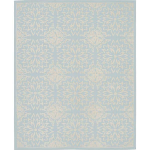 Nourison Jubilant Ivory/Light Blue 8 ft. x 10 ft. Moroccan Farmhouse Area Rug