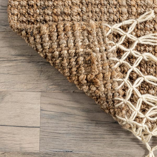 nuLOOM Raleigh Farmhouse Jute Tasseled Natural 3 ft. x 5 ft