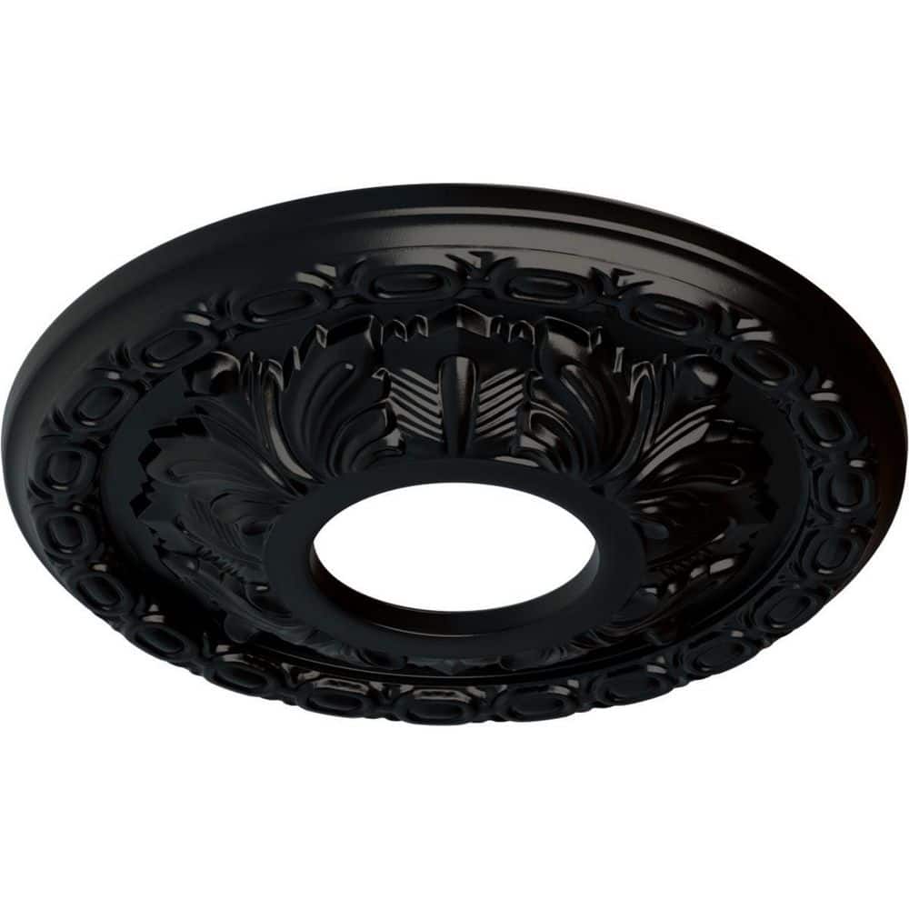 Jet Black Polyurethane Leaf Ceiling Medallion