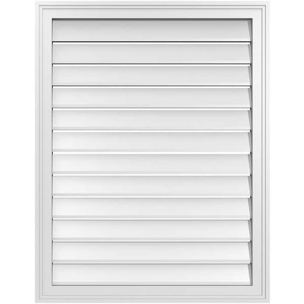 Ekena Millwork 28" x 36" Vertical Surface Mount PVC Gable Vent: Functional with Brickmould Frame