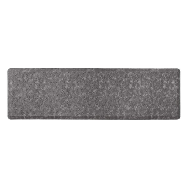Chef Gear Marni Gray 17.5 in. x 60 in. Floral Synthetic Kitchen Mat