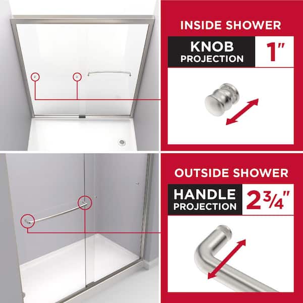 Simplicity 60 in. x 58-1/8 in. Semi-Frameless Traditional Sliding Bathtub Door in Nickel with Tranquility Glass