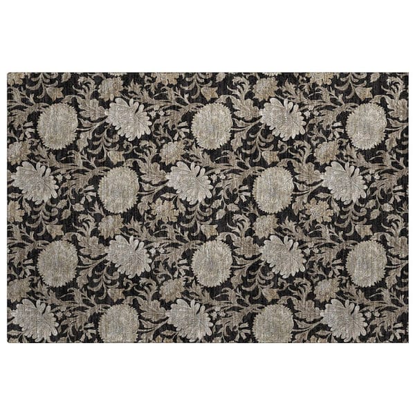 Dream Shag Premium Machine Washable Abstract ADS677 Black 3 ft. x 4 ft. Area Rug