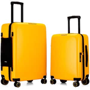20/24 in. Yellow Suitcases Sets with Spinner Wheels, Expandable Hardshell 2-Piece Luggage Sets for Travel, TSA Approved