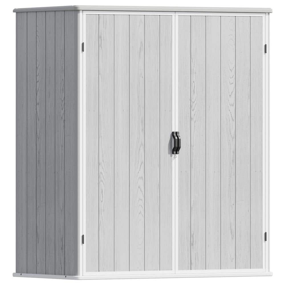 Patiowell 5ft. W x 3 ft. D Outdoor Storage Resin Plastic Shed, White ...