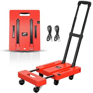 510 lbs. Folding Hand Truck Utility Dolly Platform Cart with 6 Wheels 2 Elastic Ropes for Luggage Travel Moving (Orange)